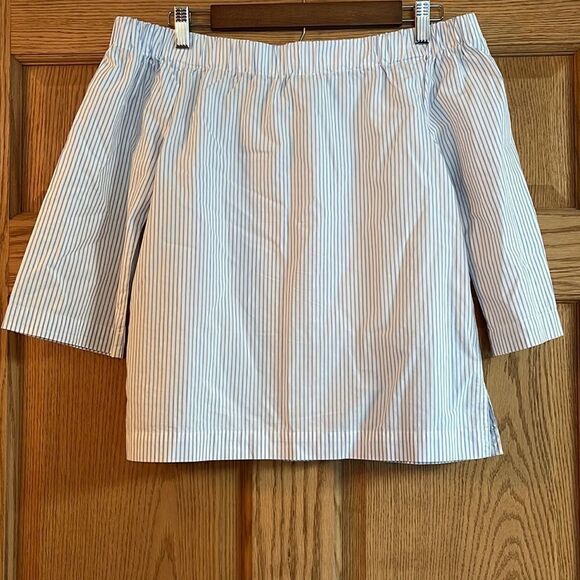 MADEWELL Clean Off-the-Shoulder Top in Stripe - Picture 5 of 9